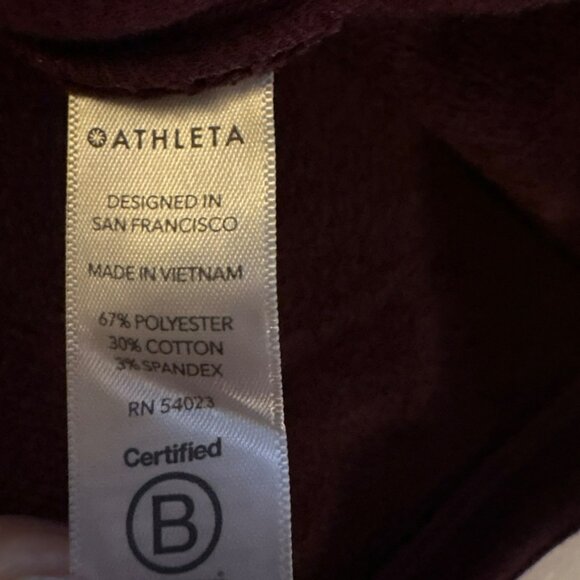 Athleta Cozy Karma Asym Pullover Burgundy Sweatshirt Size L - Picture 4 of 7